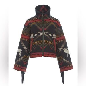 Lindsey Thornburg Pendleton ‘Lost Trail’ Cropped Fringe Archer Coat OS